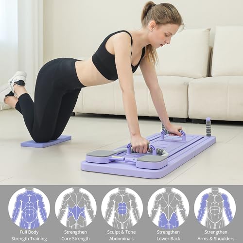 JANUA Pilates Board - Pilates Reformer Set, Multi-Purpose Foldable Pilates Reformer Board for Home, 5 in 1 Pilates Sliding Board - color: Purple