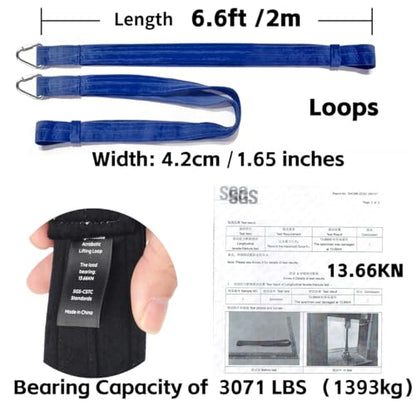 6.6ft 2m Aerial Loops Aerial Straps Ropes Aerial Acrobatics Body Loop Trapeze Circus Apparatuses Equipment Yoga Straps 1 pairs - color: Dark Blue