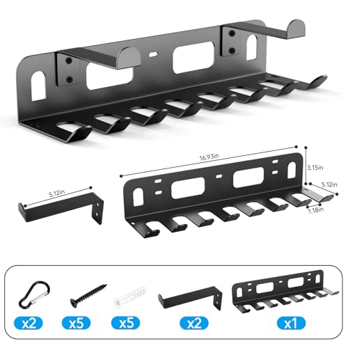 Gym Rack Organizer for Home Gym Storage, Wall Mounted, Multi-Purpose Home Gym Storage Rack for Resistance Bands, Yoga Mats, Jump Ropes,Weight Belts, Garage Workout Room Accessories,Black