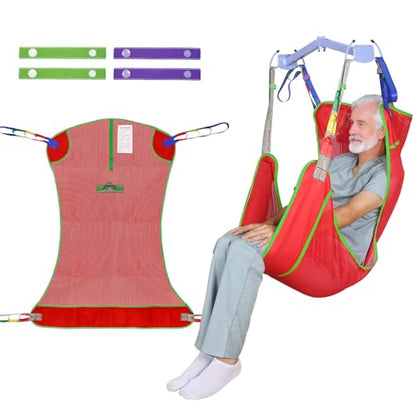 EZ Assistive Universal Full Body Patient Lift Sling for Patient Lift or Transfer, Lift Sling with Mesh Fabric Suitable for Bedridden,Elderly or Disabled to Bathing - size: Large-Red