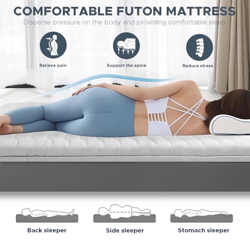 SCHNAUZER HOME Japanese Floor Mattress Futon Mattress Queen 3.5" Thick - color: Grey, size: Queen( 80 x 60 )