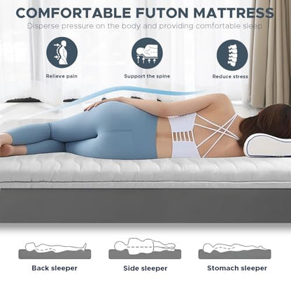 SCHNAUZER HOME Japanese Floor Mattress Futon Mattress Queen 3.5" Thick - color: Grey, size: Queen( 80 x 60 )