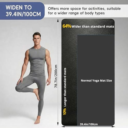 Extra Large Yoga Mat for Men, 79"x40"x8mm Thick, Oversized Non-Slip TPE Workout Mat for Home Gym, Lightweight (3.5 lbs) Anti-Tear Fitness Exercise Mat for Tall Users