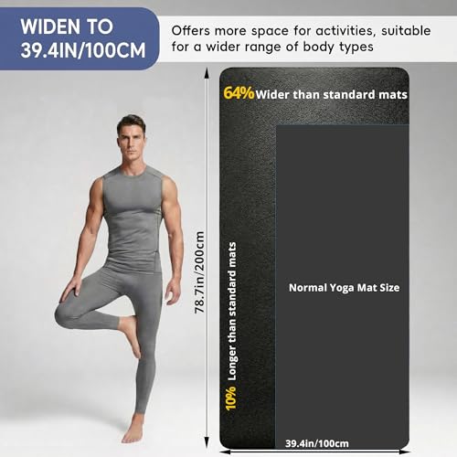 Extra Large Yoga Mat for Men, 79"x40"x8mm Thick, Oversized Non-Slip TPE Workout Mat for Home Gym, Lightweight (3.5 lbs) Anti-Tear Fitness Exercise Mat for Tall Users