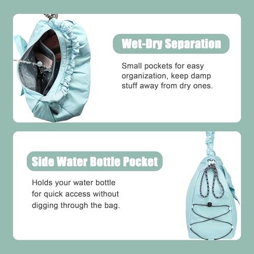 WOLT Gym Bag For Women, Yoga Mat Bag with Shoes Compartment, Wet Pocket and Water Bottle Pocket - color: Lightblue