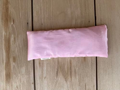 Weighted Lavender Eye Pillow for Yoga, Travel – Sateen Cotton Cover, Flax Seed Filling, Natural Lavender, Hot & Cold Use - color: Pink