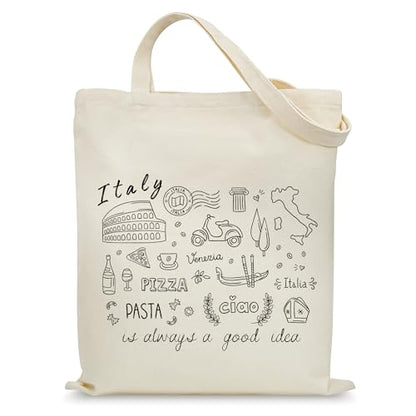 Aesthetic Canvas Tote Bag for Women with Inner Pocket - color: Italy