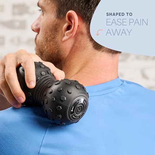 LifePro Velocity Vibrating Peanut Massage Ball with 4-Speed Vibration Modes | Rechargeable, Auto Shutoff, LED Battery Indicator — Double Lacrosse Ball for Deep Tissue Massage, Back, Waist & Feet Wellness - color: Black