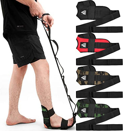 RDX Yoga Stretching Strap, Ankle Ligament Stretcher Belt with Loops Ligament Stretch Band, Fitness Leg Stretcher for Plantar Fasciitis, Foot Stretch Assist for Hamstring, Flexibility Exercise - color: Camo Green
