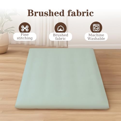 Japanese Floor Futon Mattress Cover with Zippered Full Size 82" L x 56" W Portable Camping Mat Washable Tatami Mattress Cover Green - color: Green, size: Full