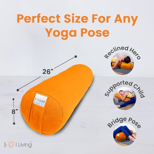 Pranayama Yoga Bolster Meditation Pillow - color: Tango, size: Cylindrical 26" x 8"
