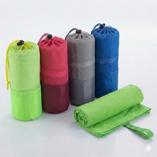 Beda Home Microfiber Travel Towel - Ultra Soft Fast Drying Gym Towel, Super Absorbent & Compact Sports Towel for Camping, Hiking, Swimming, Yoga - Includes Breathable Mesh Carrying Bag (Set of 1,Lime) - color: Lime