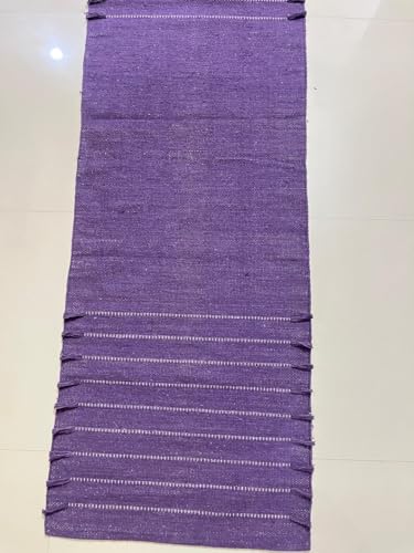 Payal Rugs Cotton Yoga Mat - Eco-Friendly Hand-Woven Rug - Non Slip & Thick (24”x72”x5mm) for Yoga Everyday Fitness at Home - Comfortable Extra-Long - color: Purple 02