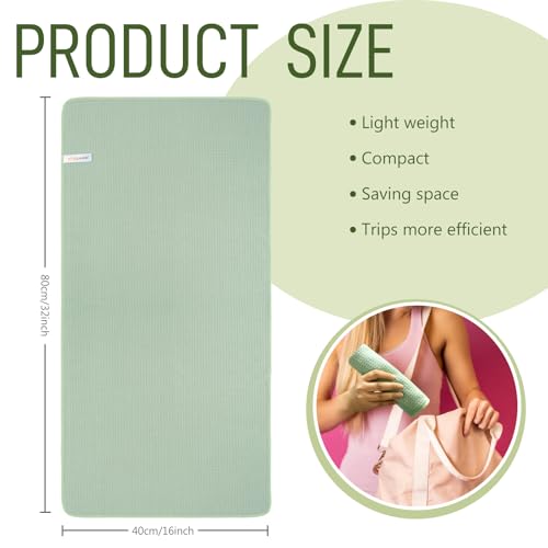 SUNLAND Microfiber Workout Gym Sweat Towels for Men | Fast Drying, Fitness Sports Towel, For Women, Lightweight Multi-Purpose, Hot Yoga Towel - color: Light Green, size: 16x32inch