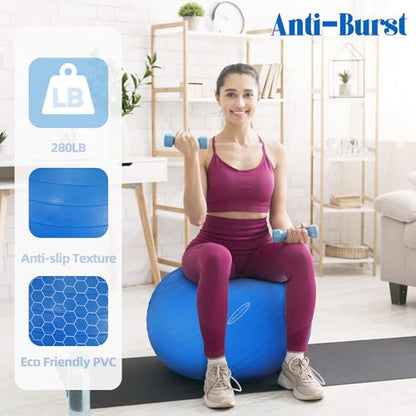 Fitvids Anti-Burst and Slip Resistant Exercise Ball Yoga Ball Fitness Ball Birthing Ball with Quick Pump - color: Blue, size: S(15-18in/38-45cm)