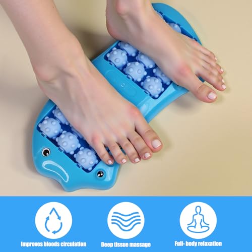 Foot Roller Massager for Plantar Fasciitis Relief, Large Size Roller Foot Massage Shiatsu Acupuncture Massage, Reflexology Tool,Heel, Arch, Muscle Aches, Foot Pain, Stress Relief - Relaxation Gift - color: Blue