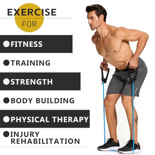 Latex-Free Resistance Bands with Handles for Exercise and Therapy | For Stretching, Strength Training, Physical Therapy, Home and Gym Workouts, Suitable for Women and Men