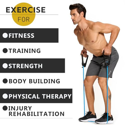 Latex-Free Resistance Bands with Handles for Exercise and Therapy | For Stretching, Strength Training, Physical Therapy, Home and Gym Workouts, Suitable for Women and Men