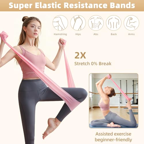 Tuhangcc Pilates Kit Women's Home Pilates Kit Ivory White Series Yoga Ball 15-inch Pilates Ring Instruction Manual Figure-8 Resistance Band and Other Accessories for Beginners for Home Workouts