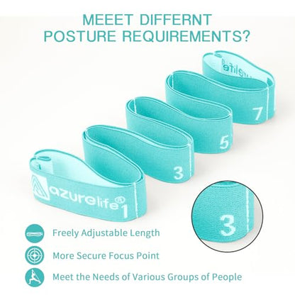 A AZURELIFE Elastic Yoga Stretching Strap, Multi-Loop Stretch Strap for Physical Therapy, Pilates, Yoga, Dance & Gymnastics Exercise and Flexible Pilates Stretch Band - color: Elastic-Green