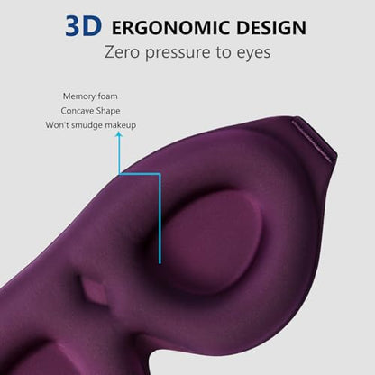 ALASKA BEAR Memory Foam Sleep Mask, Contoured 3D Eye Cups, Purple - color: A1 Purple