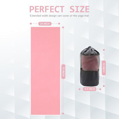 Eunzel Hot Yoga Towel - Microfiber Non Slip Yoga Mat Towel with Grip Dot Sweat Absorbent Towel for Hot Yoga, Pilates and Fitness 72" x 24", Pink/White - color: Pink/White