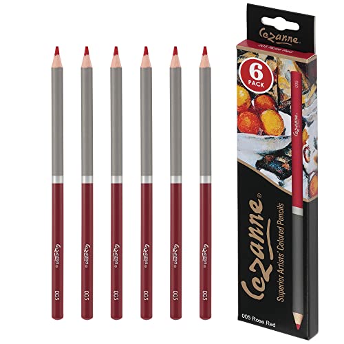 Creative Mark Cezanne Premium Colored Pencils Rose Red 6 Pack - Highly-Pigmented Drawing Pencils - Coloring Pencils for Drawing, Blending, Coloring, and More - color: Rose Red, size: 6 Count (Pack of 1)