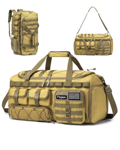Tactical Gym Bag for Men Women Carry On Luggage 22x14x9 Airline Approved - color: Khaki, size: Large