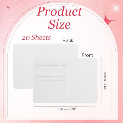 MECCANIXITY 20 Sheets Watercolor Postcards, 100% Cotton 4x6 Inch Watercolor Paper with White Tin Box Blank Postcards Rough for Mailing Painting Invitations Greeting Cards(140lb/300gsm) - color: White