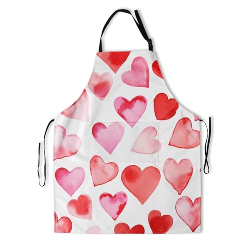 Artist Painting Apron with 2 Pockets Painters Art Aprons Gifts for Women Men - color: Hearts Art