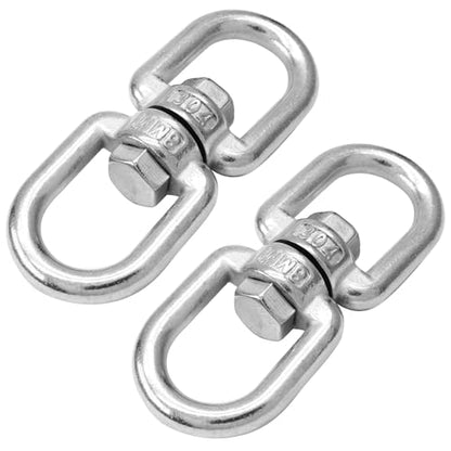 Bonsicoky M8 Double Ended Swivel Eye Hook, 2 Pcs | 304 Stainless Steel, Eye to Eye Swivel, Shackle Ring Connector - color: M8, size: 2 PCS
