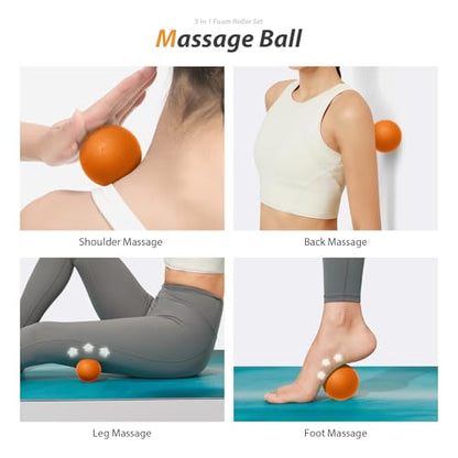 SUBCULTUREPICK 5 in1 Foam Roller Set Trigger Point Foam Roller for Exercise - color: Orange-new