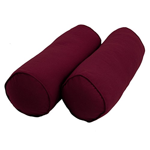 Blazing Needles Double-Corded Solid Twill Bolster Pillows with Inserts (Set of 2), 20" x 8", Burgundy - color: Burgundy