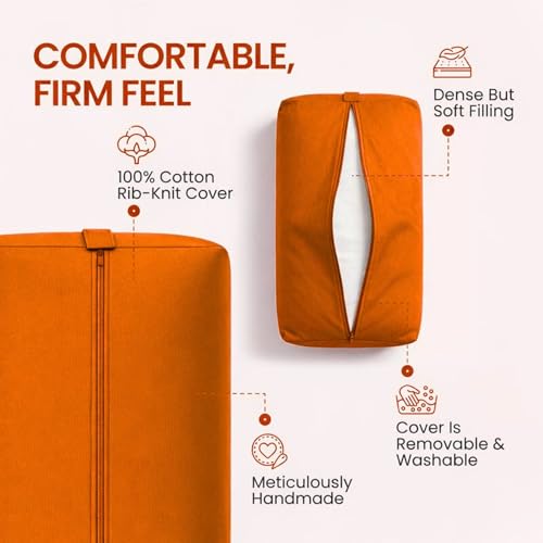 Rectangular Cotton Yoga Bolster, Yoga Pillow, Yoga Cushion, Yin yoga Bolster, Iyengar yoga bolster - color: Orange