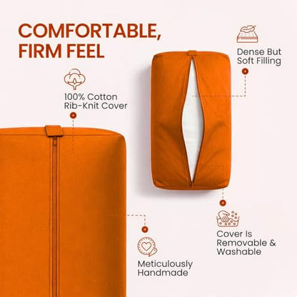 Rectangular Cotton Yoga Bolster, Yoga Pillow, Yoga Cushion, Yin yoga Bolster, Iyengar yoga bolster - color: Orange