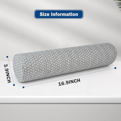 Cervical Neck Roll Pillow, Foam Round Bolster Pillow, Cylinder Pillows with Removable Washable Cover for Sleeping, Bed, Legs, Back, Yoga, Travel, Home, Office (Gray Style 1, 4inch H X 17inche L) - color: Gray Style 1, size: 4inch H X 17inche L