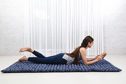Leewadee Thai Roll Mat 75 x 28 inches Kapok Firm - color: Cbt1 - Blue, size: M: 75x28"