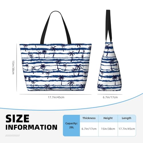 Large Beach Bag for Women Waterproof Foldable Travel Shoulder Tote Bag with Pocket for Weekender Pool Vacation - color: Palm White