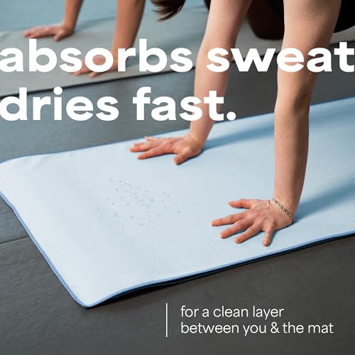 S&T INC. Aura Microfiber Yoga Mat Towel with Grip, 2 Pack, 24" x 72", Blue | Silicone Grip Backing, Soft and Absorbent, Quick-Dry for Gym, Pilates, and Hot Yoga, Compact for Gym Bag, Machine Washable - color: Blue 2pk