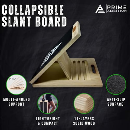 Physical Therapy Slant Board – Collapsible Stretching Wedge for Calf, Achilles, Ankle & Knee Rehab – Portable 5-Angle Incline Board for Recovery & Flexibility Training