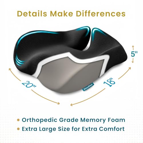 Office Chair Cushion for Back & Tailbone, Sciatica Pain Relief Pillow - color: Black