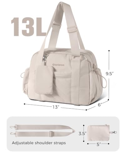 Small Gym Bag for Women - Duffle Weekender Work Duffel Carry on Tote Bag | Puffer Yoga Mat Holder Wet Compartment Coin Purse BPA-Free - color: Khaki