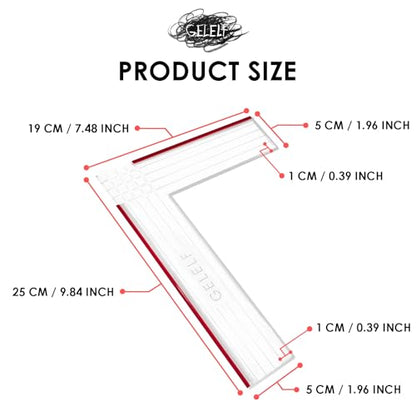 Paper Positioning Tool - Gel Plate Printing Placement Tool Paper Alignment Layering for Gel Printing Printmaking Card Making Supplies, L Square Ruler (Red, Large: 19 x 25 cm(7.5 x 10 in)) - size: Large: 7.5 x 10 in