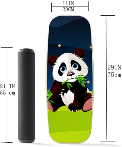 Balance Board Surf Trainer with Adjustable Stoppers - 2 Different Distance Options Balance Board for Surfing, Snowboarding, Skiing, Skateboarding, 300lbs Capacity - color: Panda