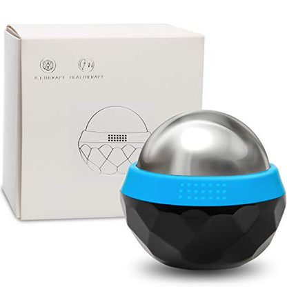 Coolrunner Cold Massage Roller Ball, Cryosphere Cold Massage Ball- Heat Therapy & Cold Therapy Relief with Cold Gel Core- Helps with Muscles Recovery and Inflammation for Shoulders, Neck (Black Blue) | Heat Therapy & Cold Therapy Relief, Helps with Muscle