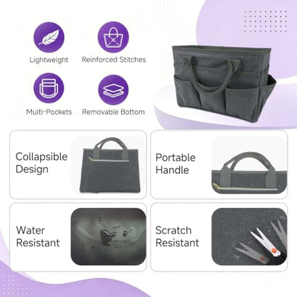 Craft Organizer Tote Bag,Art Supply Organizer Bag for Craft Supplies | 11 Pockets,Portable Handle,Collapsible Design,Reinforced Base,Sturdy Art Caddy Bag for Scrapbooking,Craft,Art,Sewing