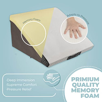 Kolbs Memory Foam Adjustable Bed Wedge Pillow - Wedge Pillow Set for After Surgery - 9 x 12 inch Height Chic Jacquard Cover Multi Use for Sleeping and Acid Reflux (Adjustable Height Wedge) - size: Adjustable Height Wedge - Grey