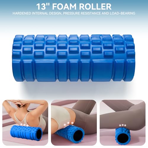 Krightlink 5 in1 Foam Roller Set High Density Foam Roller Muscle Recovery - color: Deep Blue