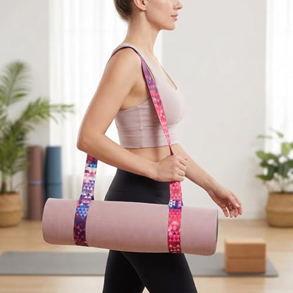 Adjustable Yoga Mat Carry Strap Multicolor Fitness Sling for Sports Equipment - color: Purple