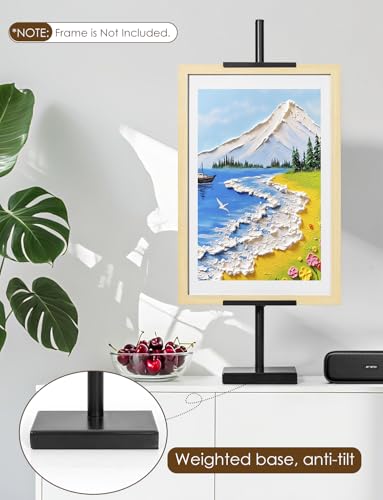 Weighted Base Tabletop Easel (Metal Easels for Display) (29" H Adjustable) Stable Frame Holder for Artwork & Photo Frames, Black